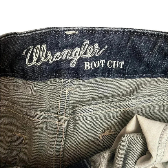 Wrangler Bootcut Stretch Dark Wash Mid Rise Western Denim Jeans 09MWZDO size 13 - Picture 4 of 11